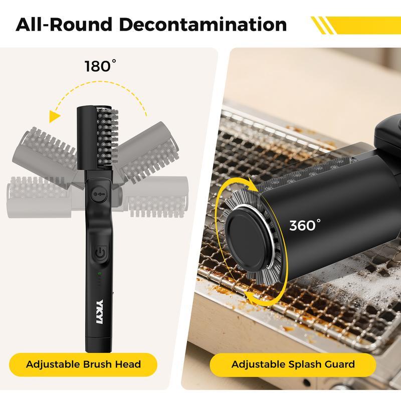 Hair-free design, electric grill brush for outdoor BBQ, three-speed power control, 304 stainless steel, for cleaning BBQ grills.