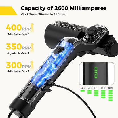 Hair-free design, electric grill brush for outdoor BBQ, three-speed power control, 304 stainless steel, for cleaning BBQ grills.